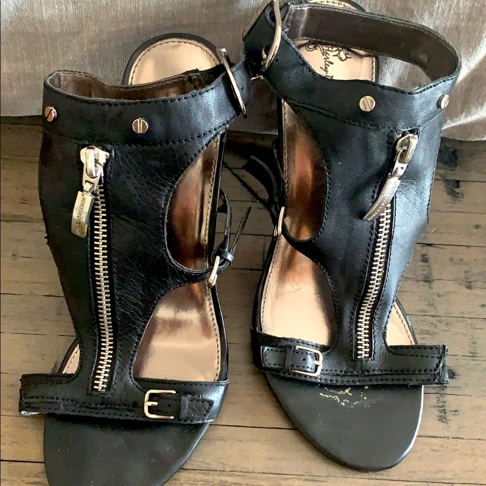 Harley Davidson black stiletto sandals. Hardly worn.